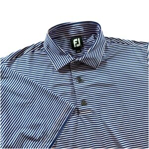 FootJoy Polo Shirt Mens L  Pink Purple Striped Golf Performance Stretch Preppy